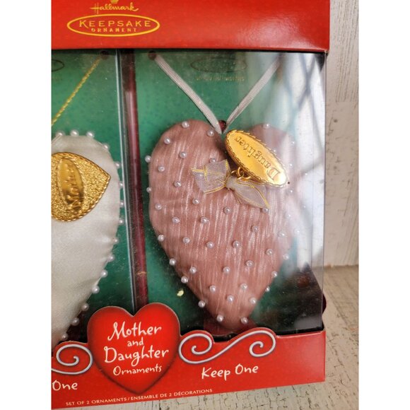 Hallmark mother-daughter give one keep one heart ornament Xmas vintage - Picture 3 of 6